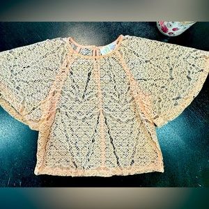J.O.A Los Angeles Flutter Sleeve Lace Top. Size XS